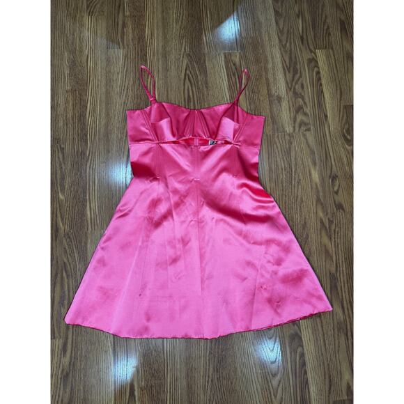 PATOU Pink Cotton Blend Satin Mini Dress FR 44 Cutout Waist Cocktail Party Dress - Picture 12 of 16